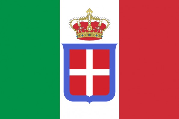 Palavra italia (tradução italiana da itália) com bandeira nacional