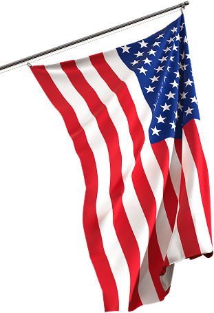 Bandeira dos Estados Unidos pendurada